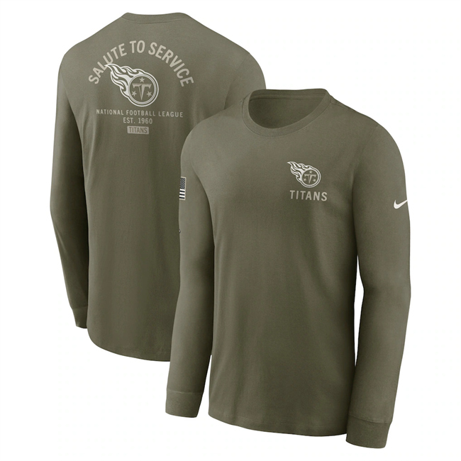 Men's Olive Tennessee Titans 2025 Salute to Service Sideline Long Sleeve T-Shirt